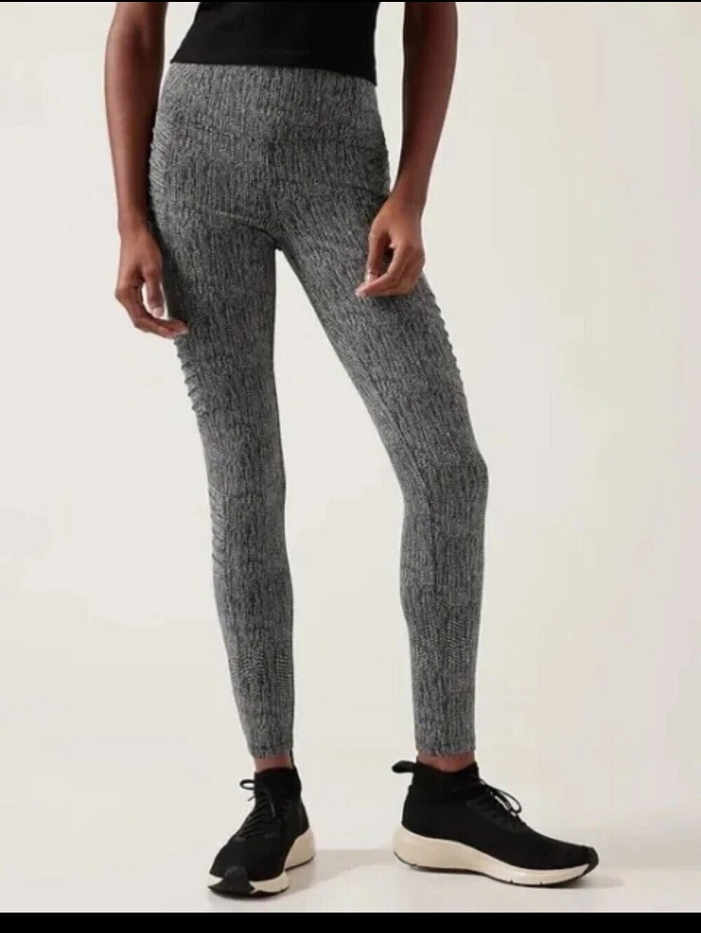 Athleta Delancey Textured Moto tight Leggings Braiden/black fitted pants size L - Picture 2 of 13